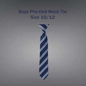 Boys Pre-tied Blue Striped Uniform Tie Size 10/12